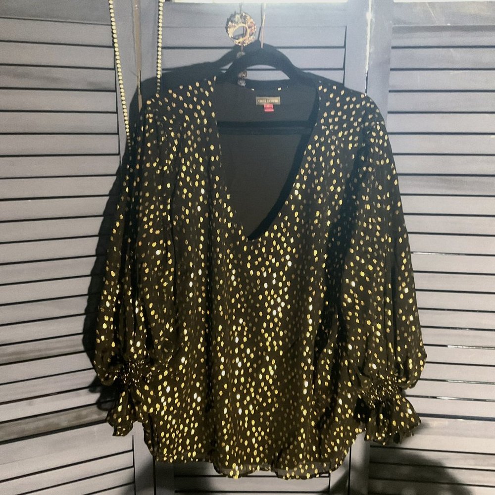 Vince Camuto Black/Metallic Dressy Shirt Sz 2x